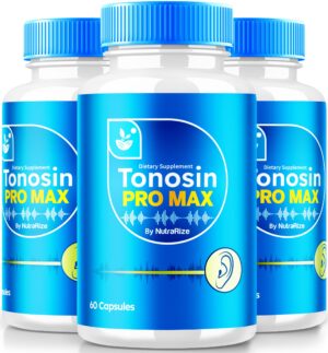 Tonosin Pro Max NutraRize cápsulas para salud auditiva paquete frontal