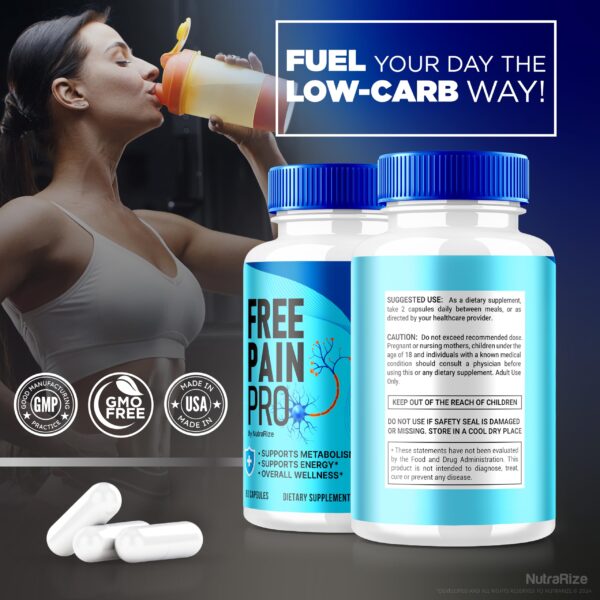 Paquete NutraRize Free Pain Pro cápsulas natural 300 cápsulas total