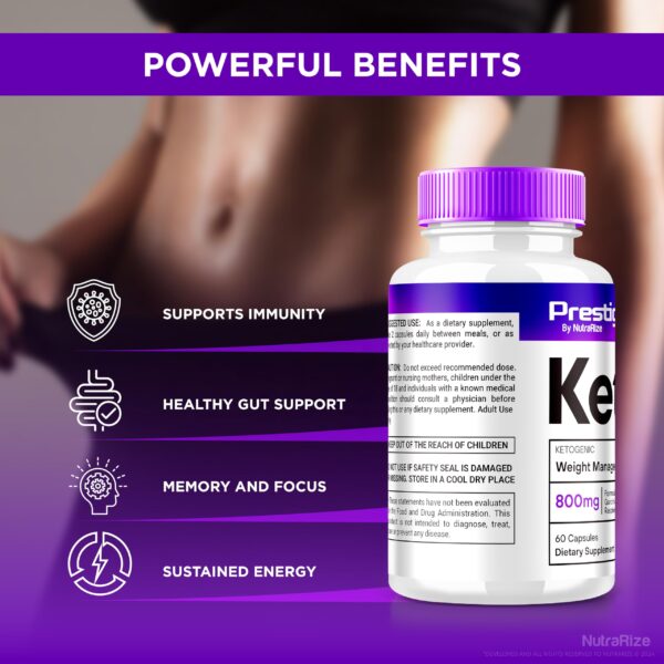 Cápsulas naturales Prestige Keto para control de peso eficaz