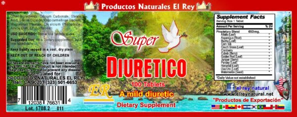 Suplemento diurético El Rey imagen empaque y etiqueta