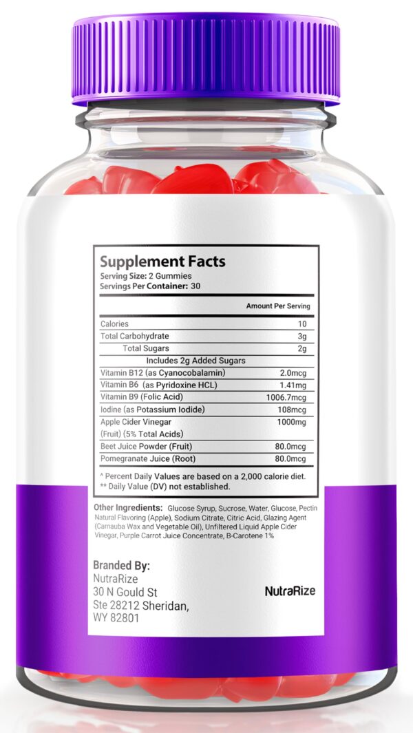 Etiqueta Ultra Quick Keto ACV Gummies gomitas vinagre sidra manzana