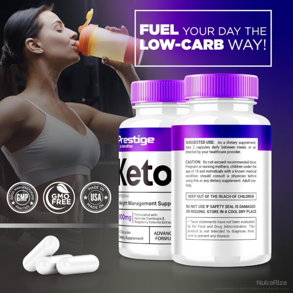 Detalle caja Cápsulas Keto Prestige suplemento natural eficaz