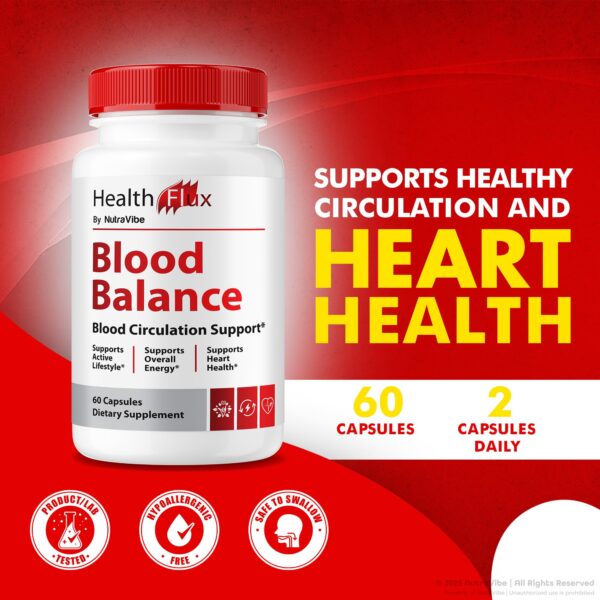 Paquete de cápsulas NutraVibe Health Flux con ingredientes premium