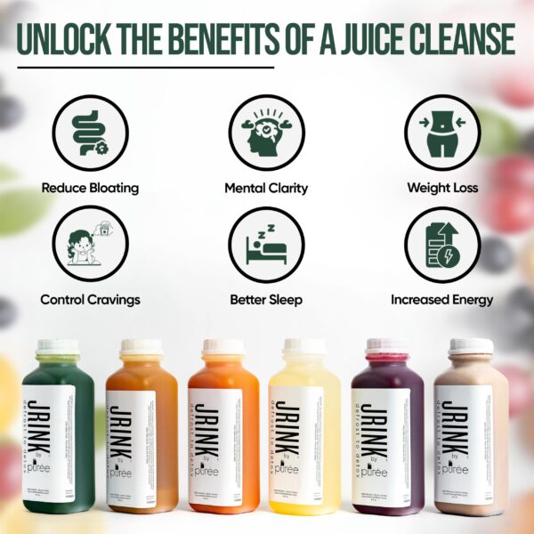 Jugos JRINK variedad de frutas y verduras frescas organicas