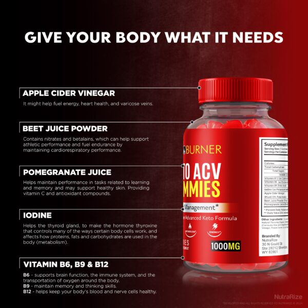 Gomitas naturales Keto Burner ACV para peso NutraRize