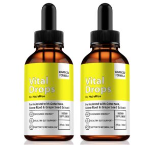 Paquete de dos botellas de Vital Drops suplemento líquido natural