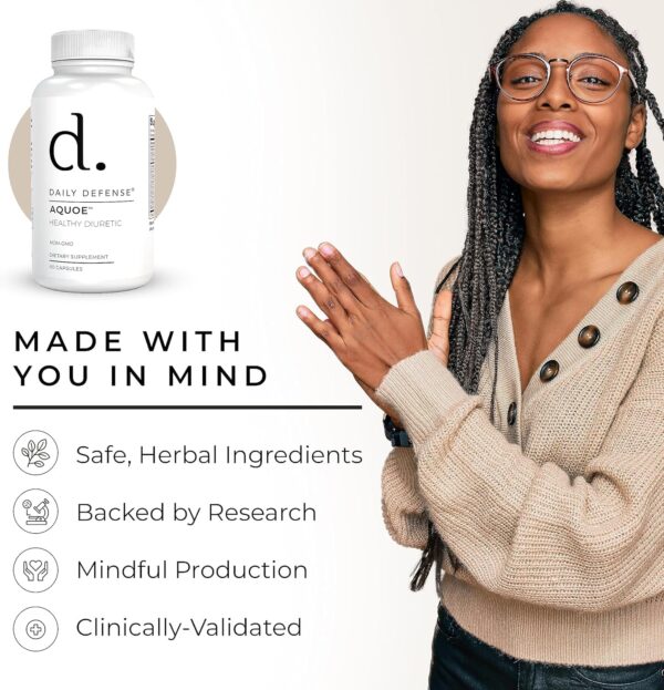 Ingredientes naturales en pastillas diuréticas AQUOE Daily Defense