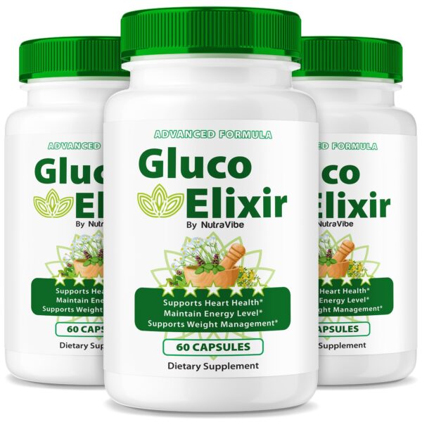 Paquete de pastillas Gluco Elixir para soporte de salud y energía