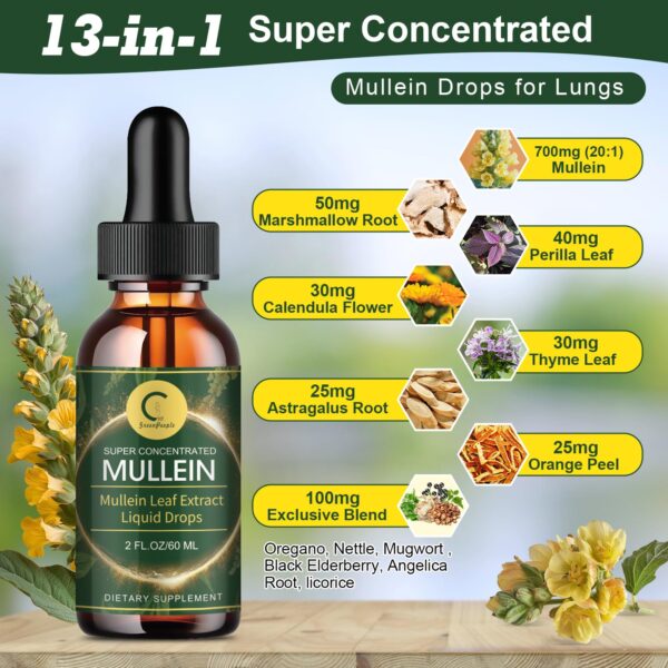 Frasco y etiqueta gotas de gordolobo para soporte respiratorio