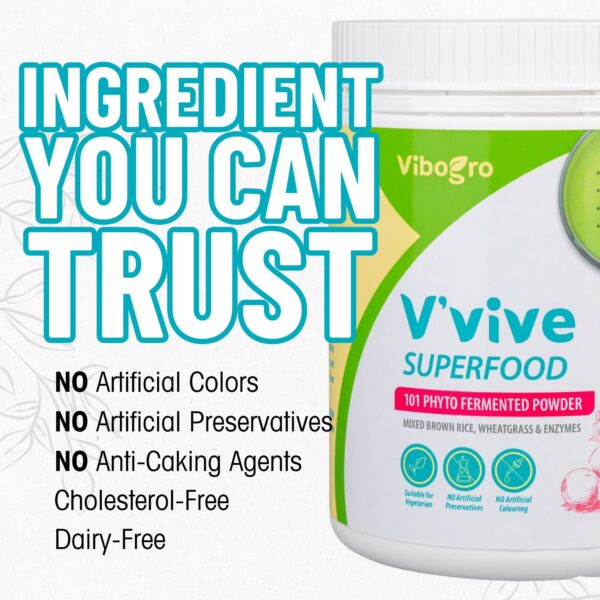 Ingredientes naturales del polvo superalimento V'vive