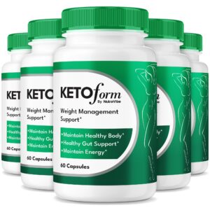 Frasco de cápsulas Keto Form de NutraVibe para soporte keto diario
