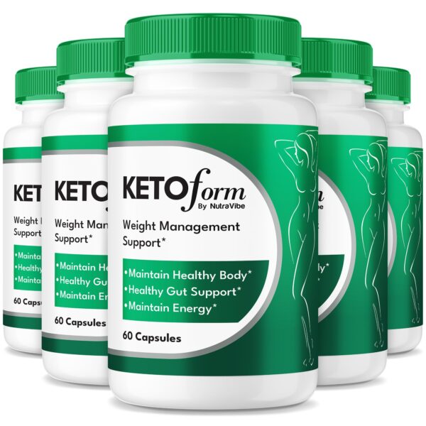 Frasco de cápsulas Keto Form de NutraVibe para soporte keto diario