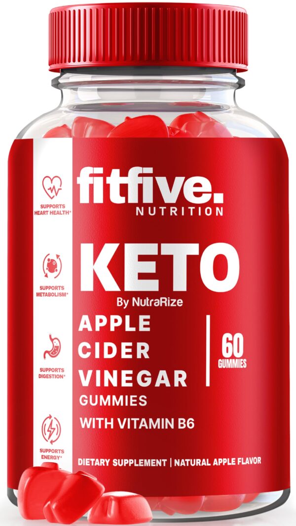 Envase de FitFive Nutrition Keto ACV Gomitas naturales para dieta keto