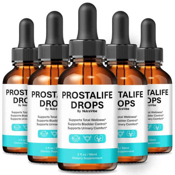 Frasco de gotas ProstaLife para salud prostática y vitalidad masculina