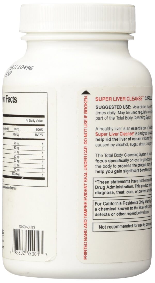 Frasco lado Health Plus limpieza de hígado 90 cápsulas