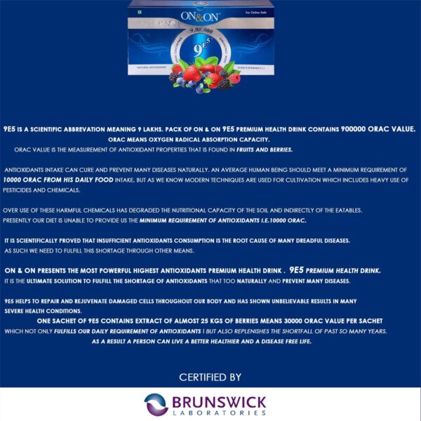 30 sobres de concentrado ON & ON 9E5 bebida premium saludable