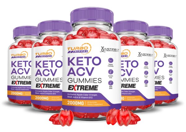 Gomas Turbo Ripped Keto ACV 2000mg paquete 5 x 60 veganas sin gluten