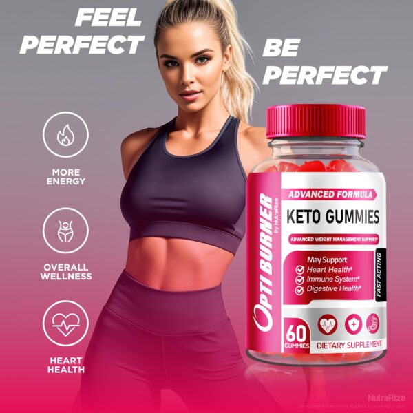 Frontal envase gomitas Opti Burner Keto y vinagre de manzana