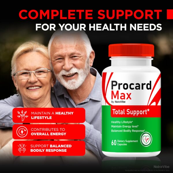 Etiqueta NutraVibe Procard Max suplemento para bienestar general