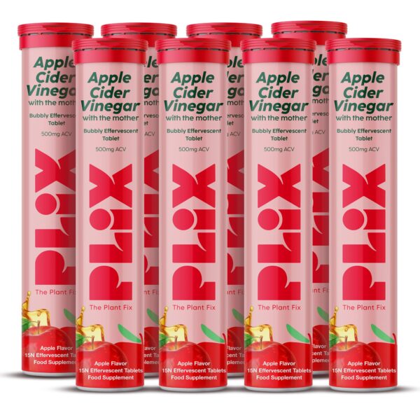 Tabletas efervescentes vinagre sidra manzana PLIX paquete frontal
