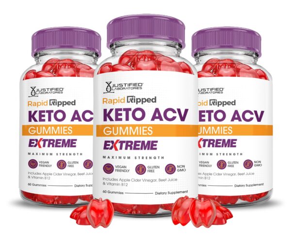 Paquete de 3 rapid ripped keto acv gummies