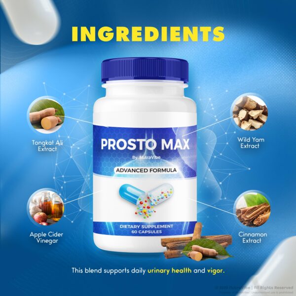 Frasco de Prosto Max con etiqueta