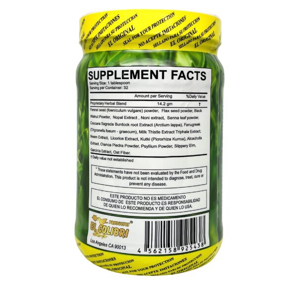 Envase Mega Detox Productos El Colibri polvo 16 onzas