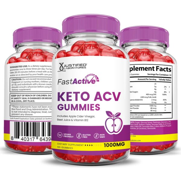 Gomitas y envase Fast Active Keto ACV presentados juntos