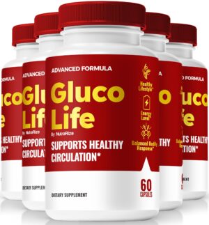 Paquete de 5 GlucoLife cápsulas para energía natural y salud