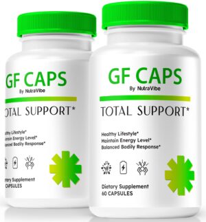 Botella de NutraVibe cápsulas GF para energía y circulación