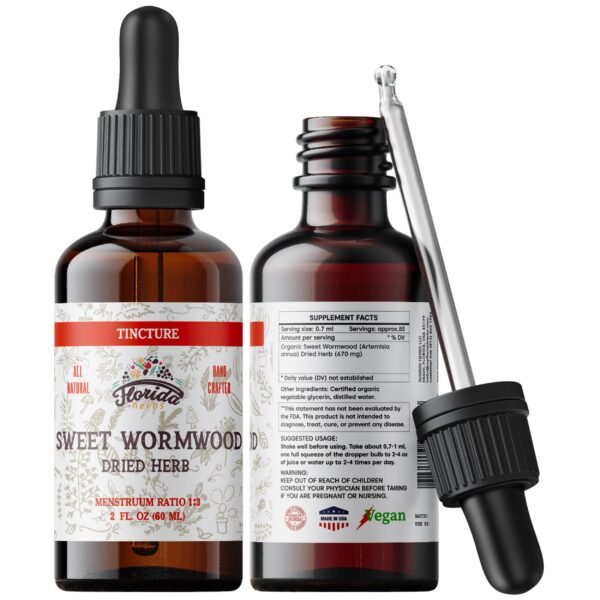 Tintura orgánica ajenjo dulce Florida Herbs limpieza natural intestinal