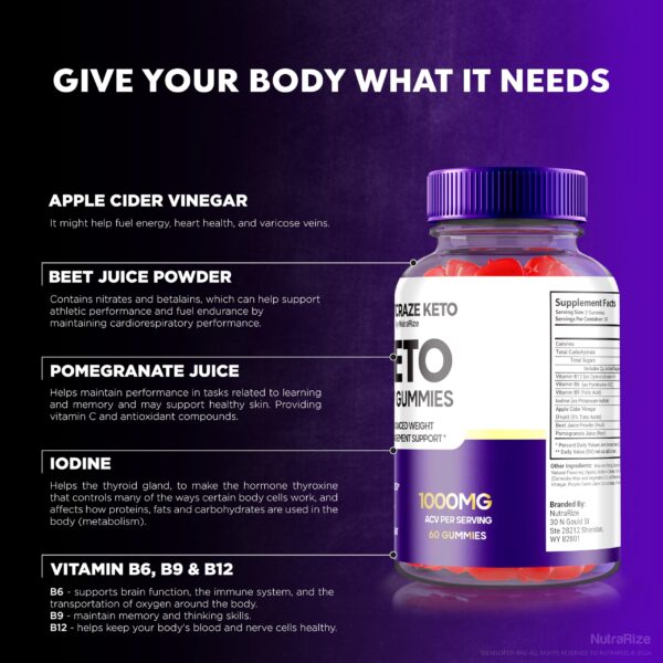 Gomitas para dieta cetogénica con vinagre de manzana FitCraze