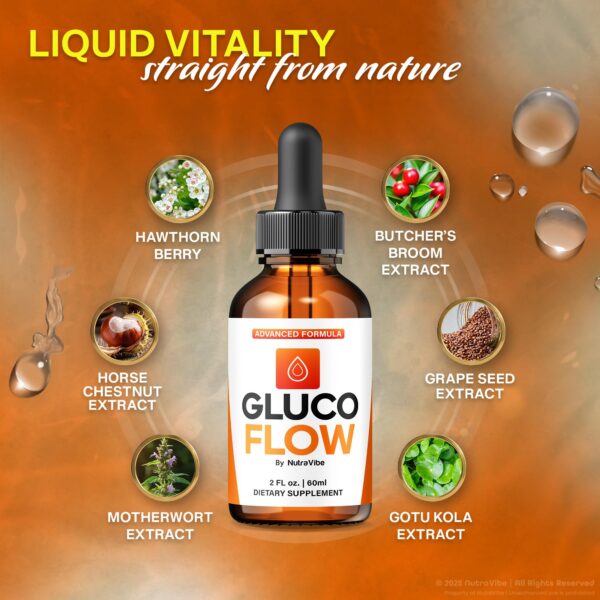 Gotas naturales Gluco Flow para nivel estable de energía y salud