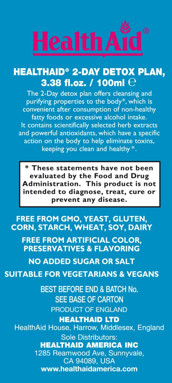 Frasco HealthAid detox 2 días con hierbas activas naturales