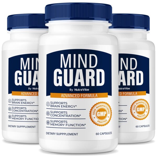 Paquete de 3 Mind Guard 180 cápsulas para memoria y concentración
