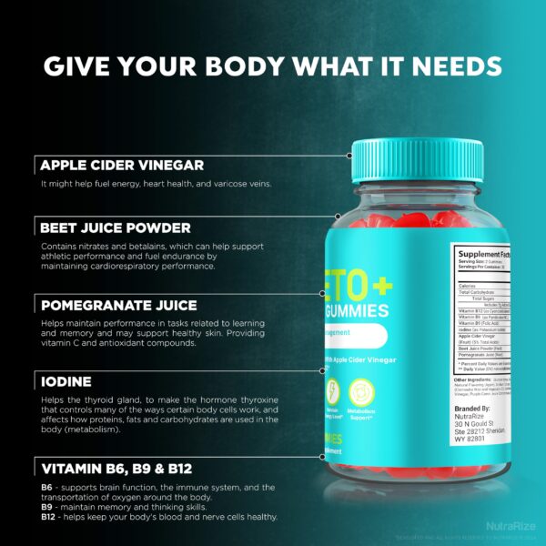 Gomitas keto vinagre sidra NutraRize 180 gomitas