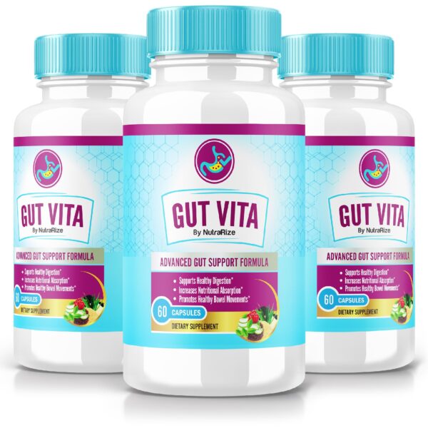 Frasco cápsulas Gut Vita para salud digestiva avanzada