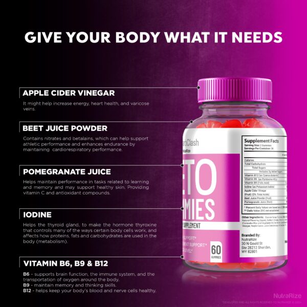 Vitaminas keto CarbClash con apoyo de vinagre de manzana natural