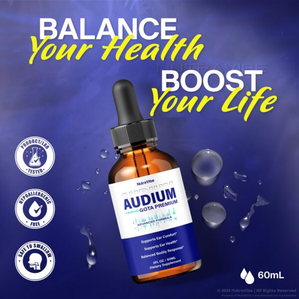 Etiqueta frontal de Audium Gota Premium