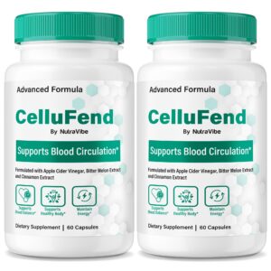 Frascos de CelluFend NutraVibe suplemento natural 120 cápsulas