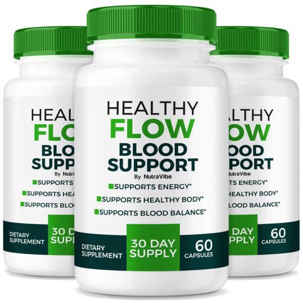 Frasco de Healthy Flow Blood Support con cápsulas