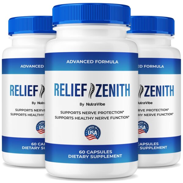 Paquete de 3 botellas suplemento Relief Zenith para nervios saludables