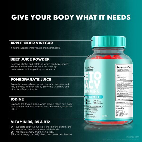 Gomitas NutraRize Keto ACV para dieta keto