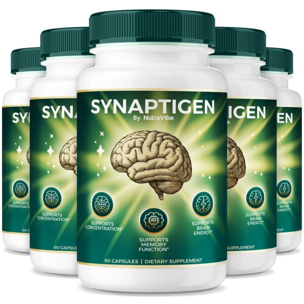 Paquete de 5 cápsulas Synaptigen apoyo para enfoque y memoria