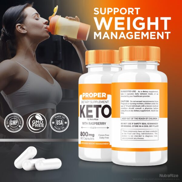 Etiqueta con información nutricional de cápsulas Proper Keto