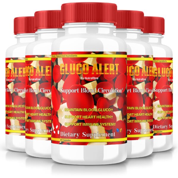 Paquete de 5 cápsulas Gluco Alert suplemento natural para salud