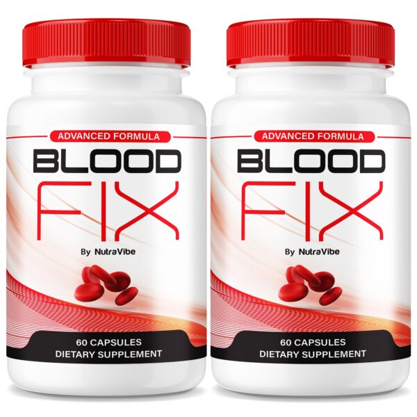 Frasco de cápsulas Blood Fix para circulación saludable y energía