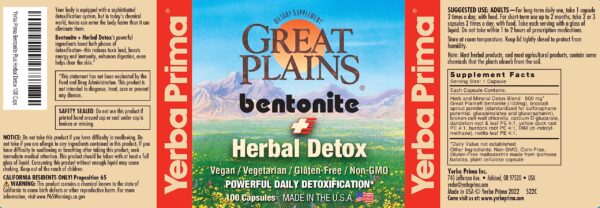 Cápsulas vegetarianas de arcilla bentonita para detox