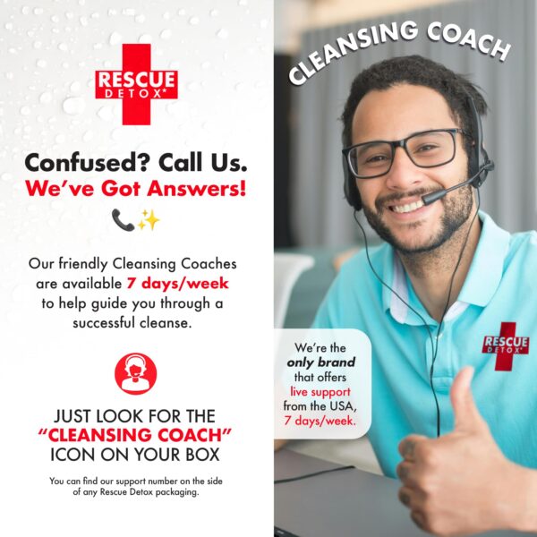 Detalle etiqueta garantía satisfacción Rescue Detox