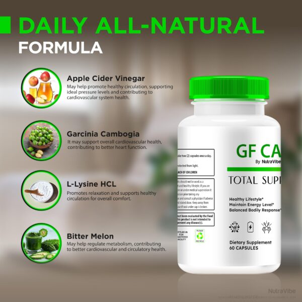 Suplemento NutraVibe GF Caps para mejorar circulación y energía